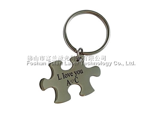 Metal key pendant laser lettering